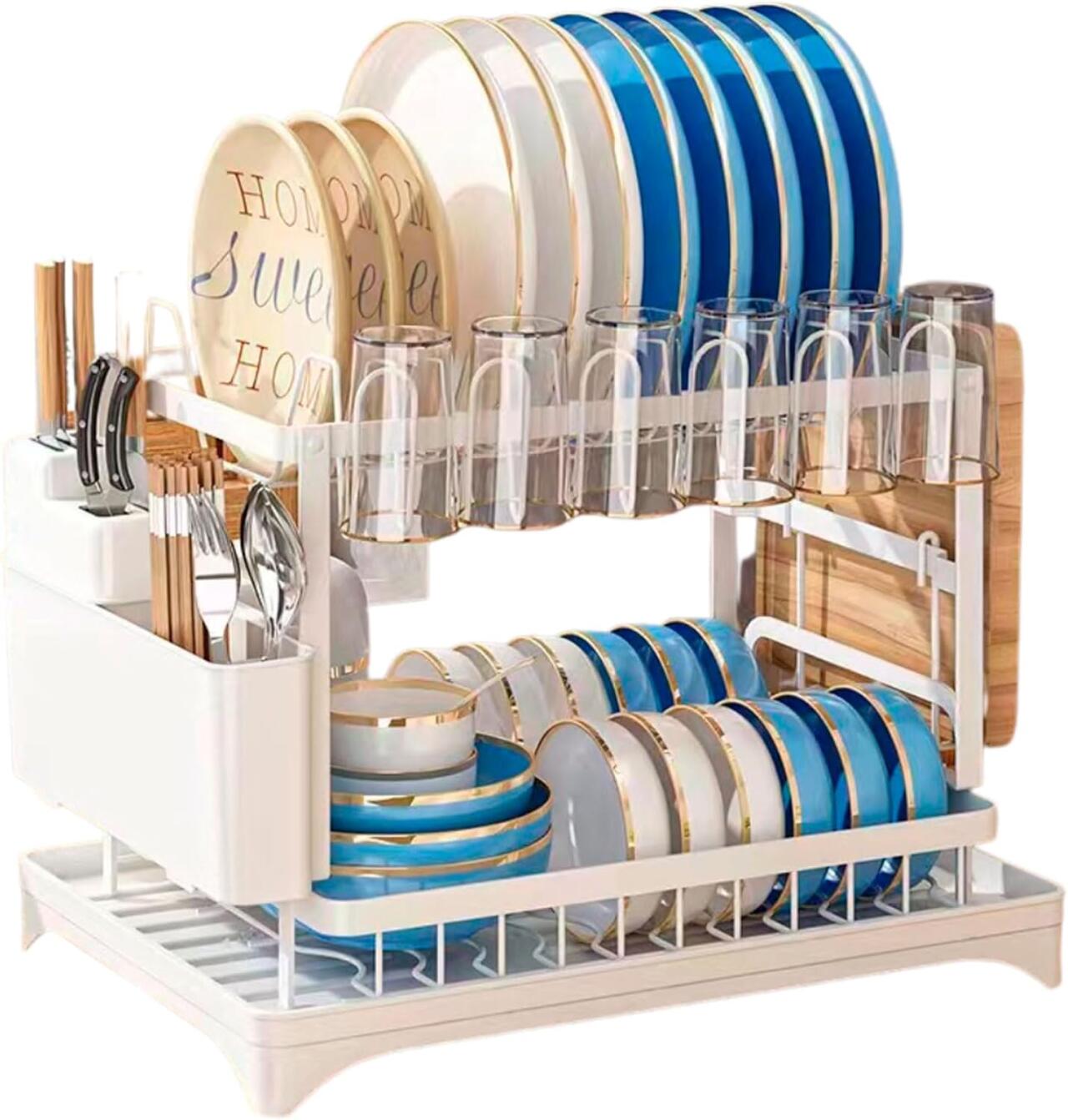Escurridor de Platos de Dos Alturas en Acero Inoxidable