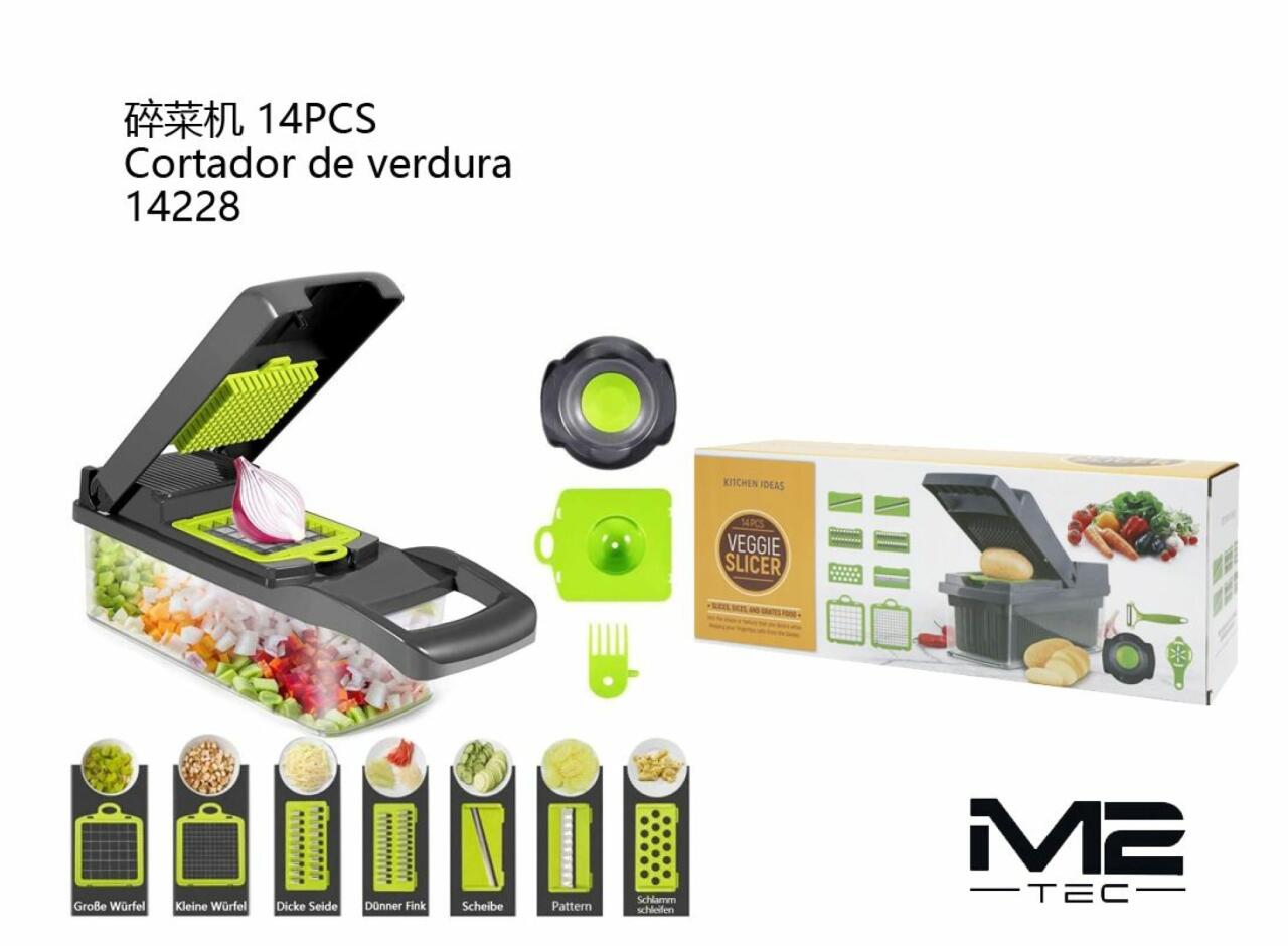 Cortador de Verduras 14 Pcs con Recipiente