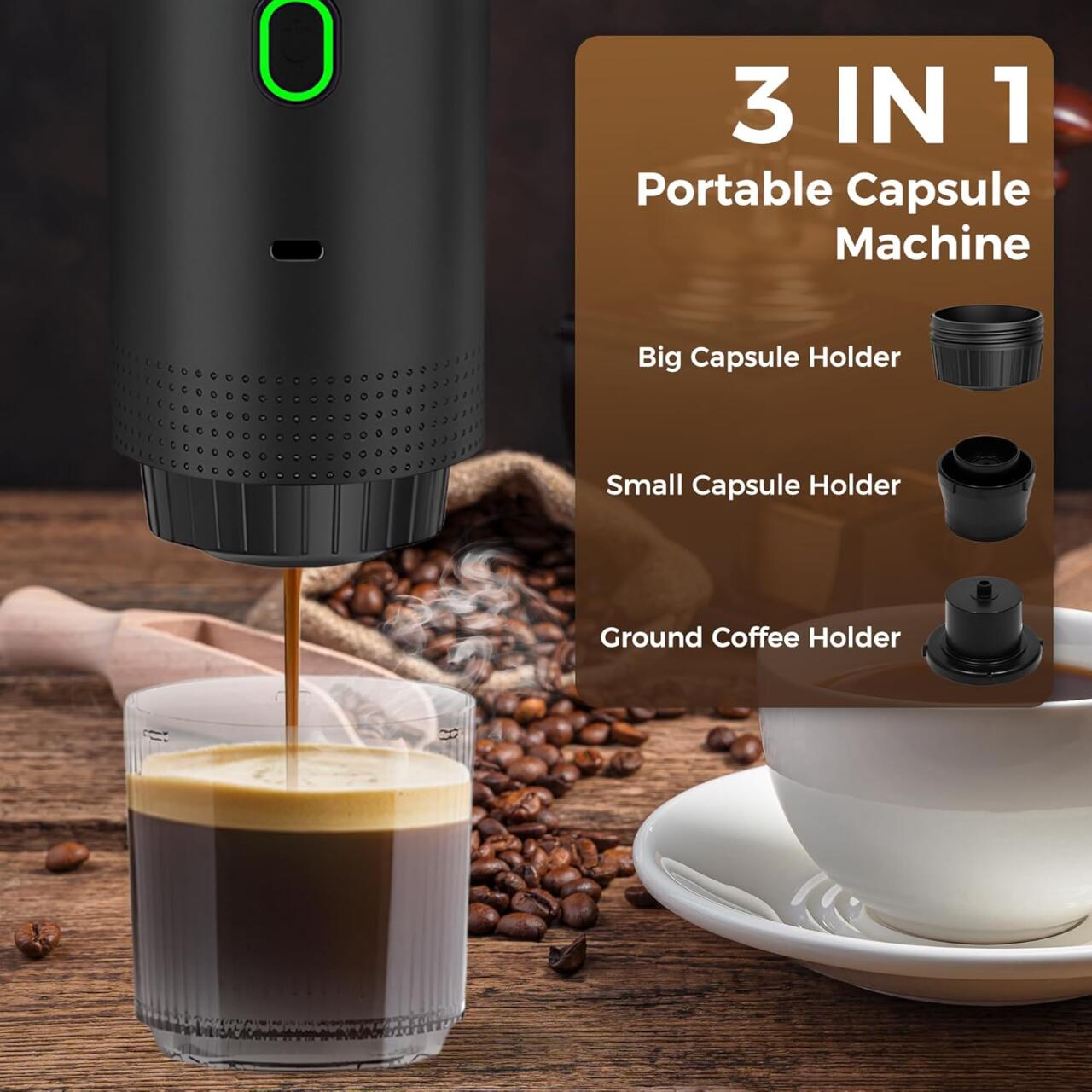 Cafetera Espresso Portátil 3 en 1